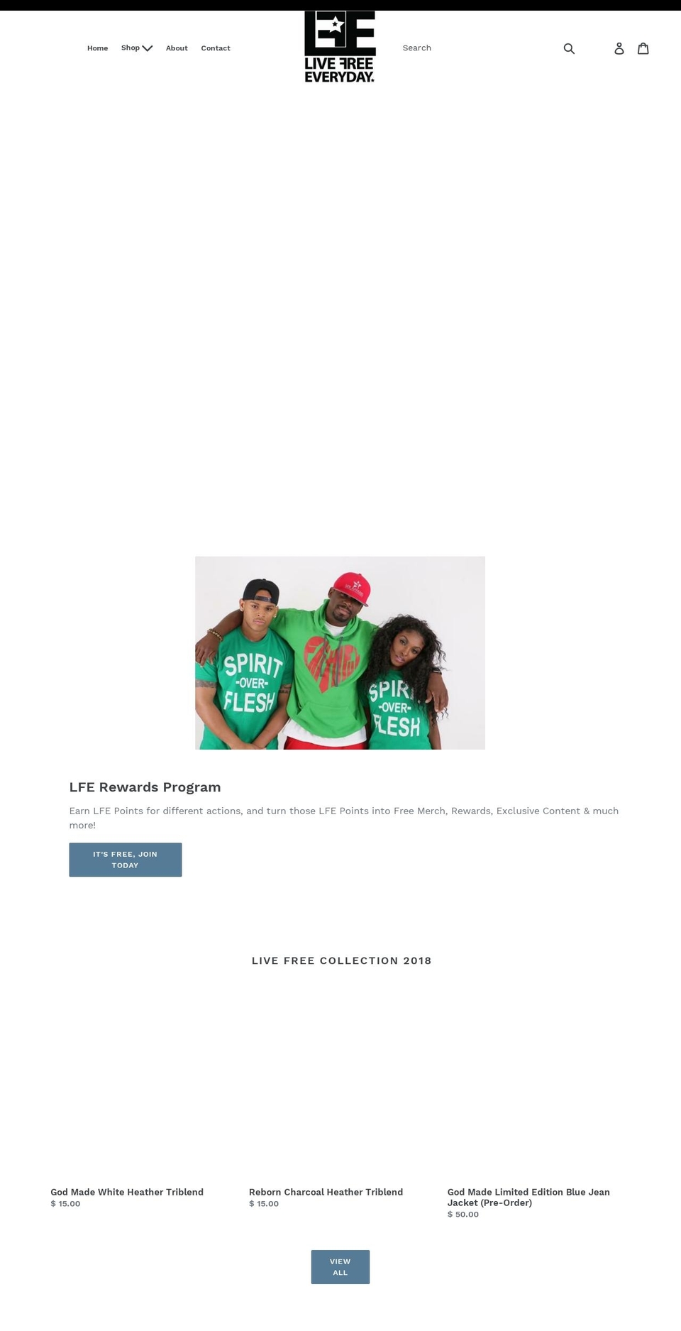 lfeapparel.com — Shopify storefront screenshot