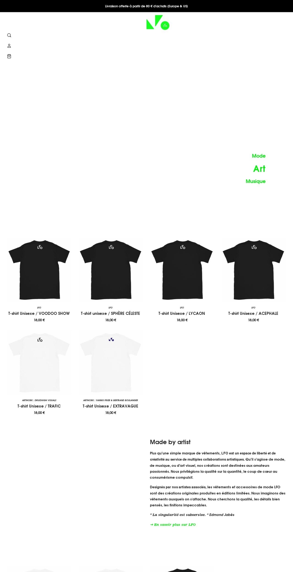 lfo-shop.com shopify website screenshot