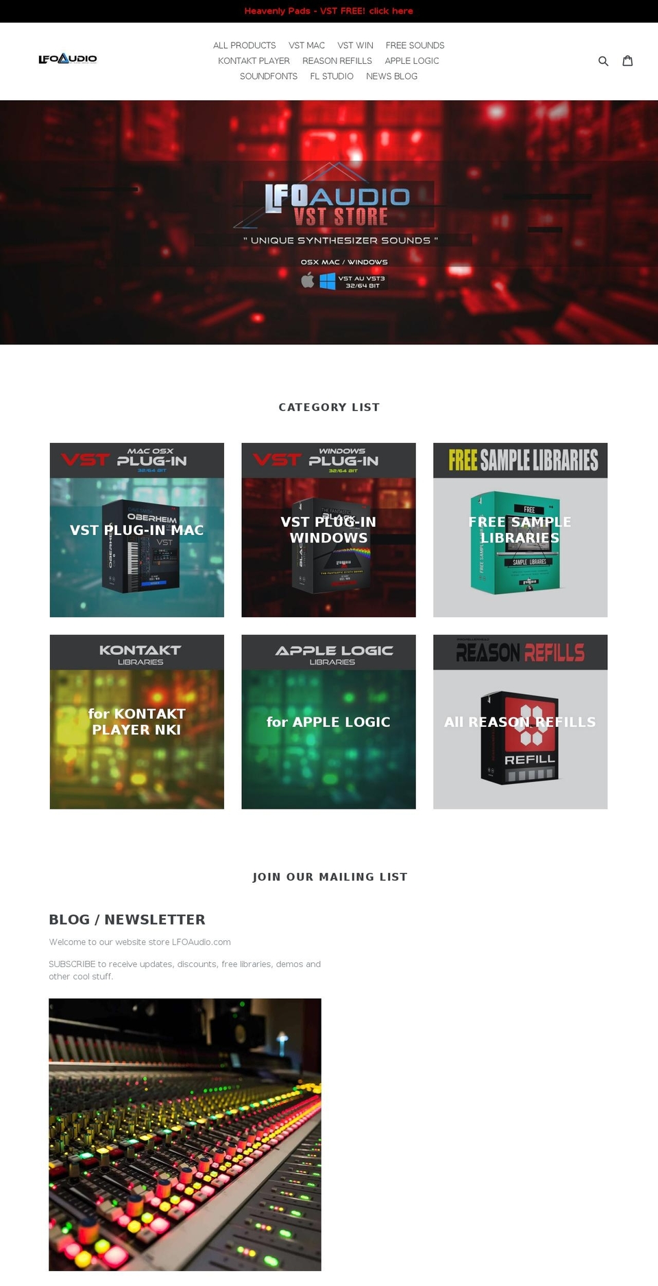 lfoaudio.com shopify website screenshot