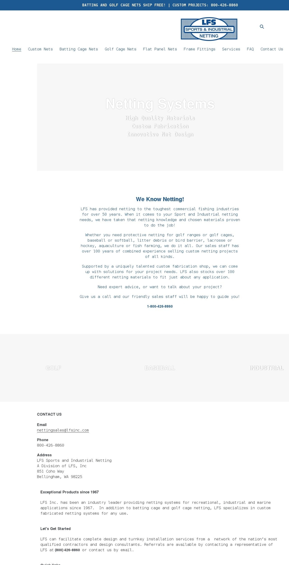 lfssportsnetting.com shopify website screenshot