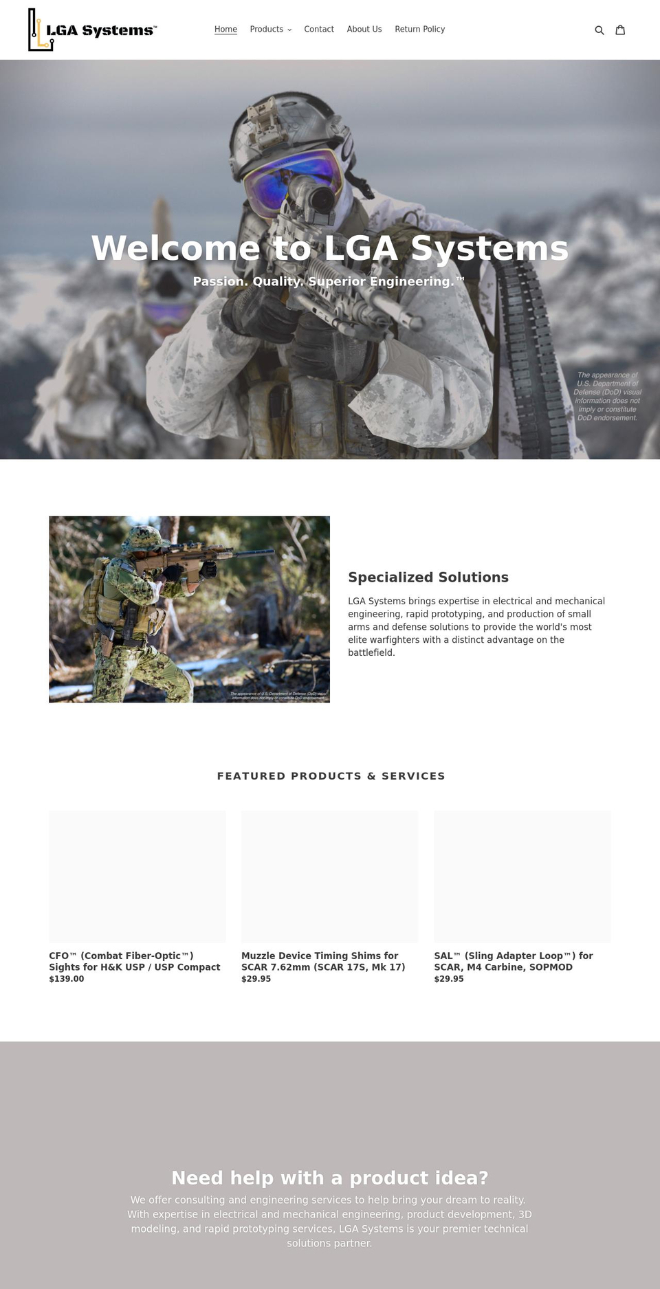 lga-systems.com shopify website screenshot