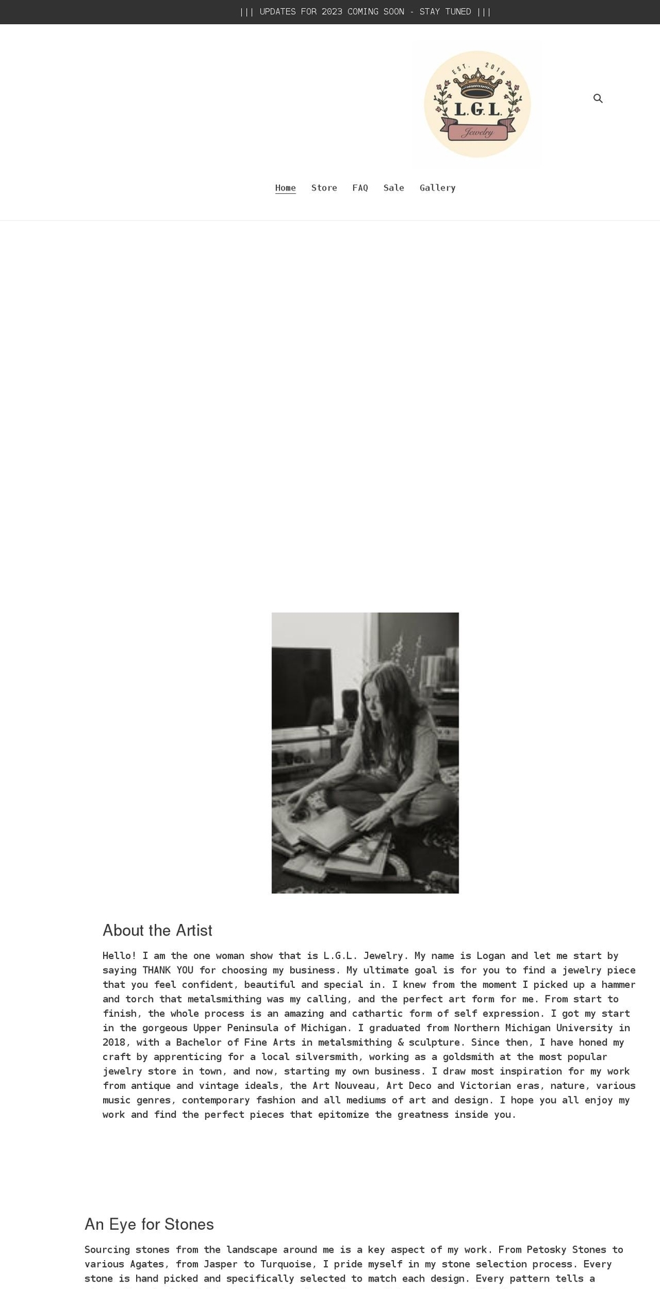 lgl-jewelry.com shopify website screenshot