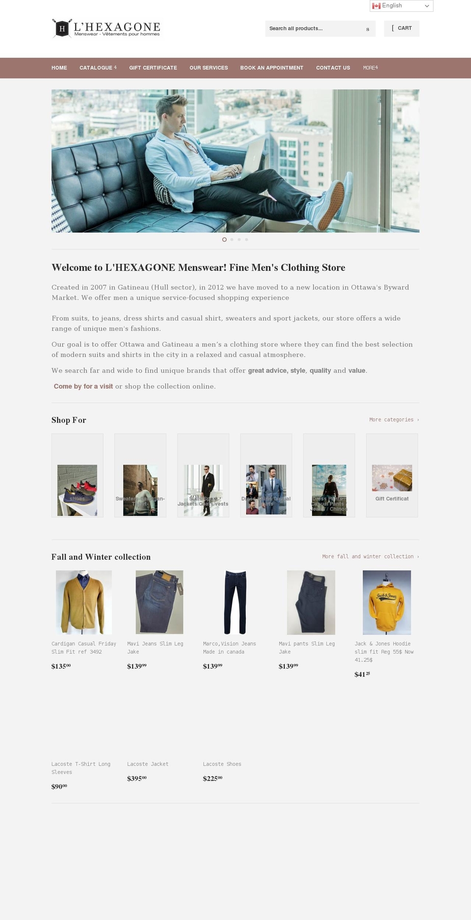 lhexagone.ca shopify website screenshot