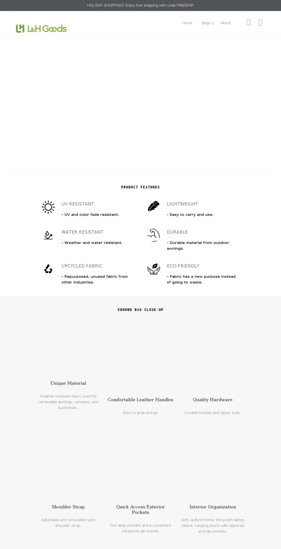 lhgoods.com shopify website screenshot