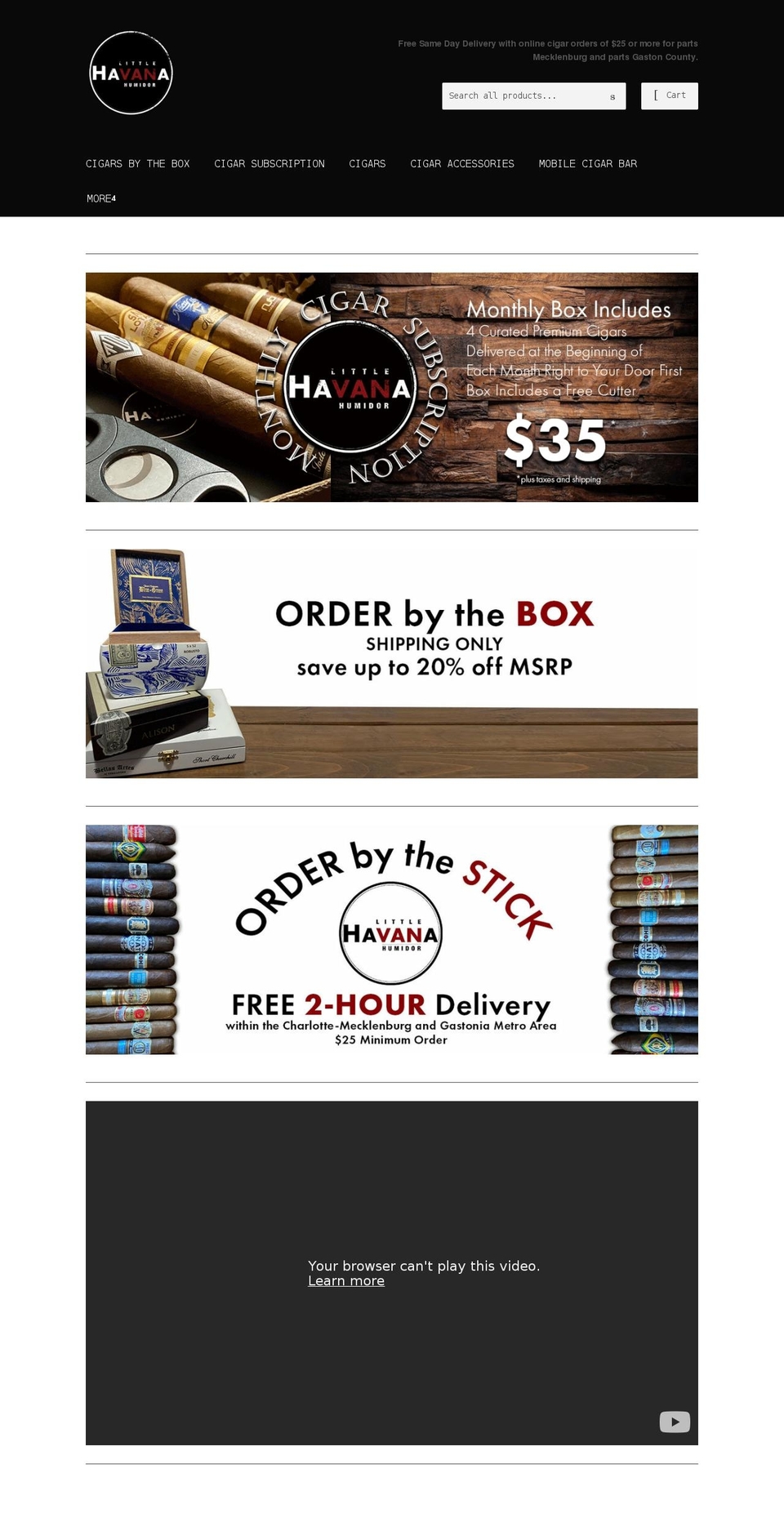 lhhcigars.com shopify website screenshot