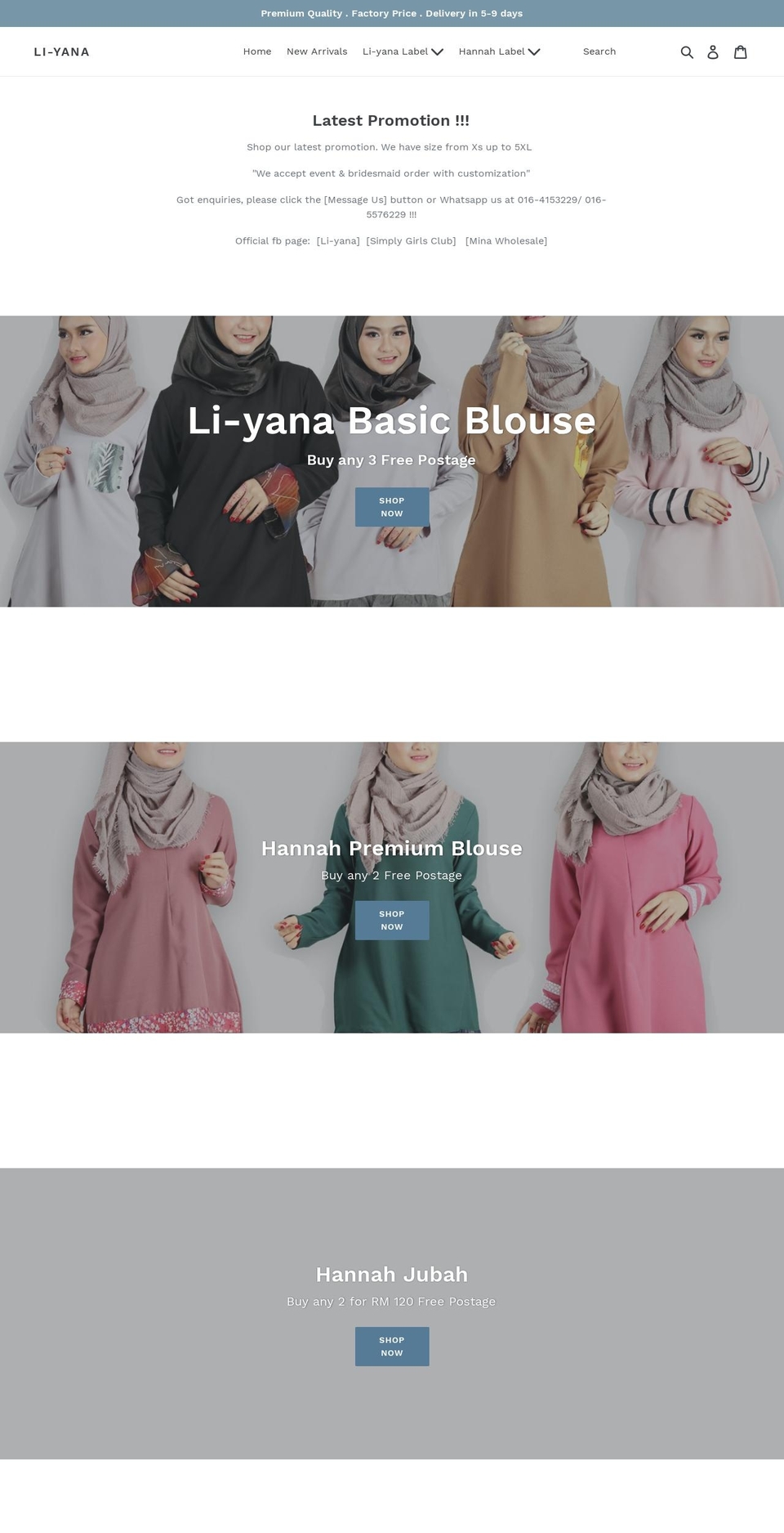 li-yana.com shopify website screenshot