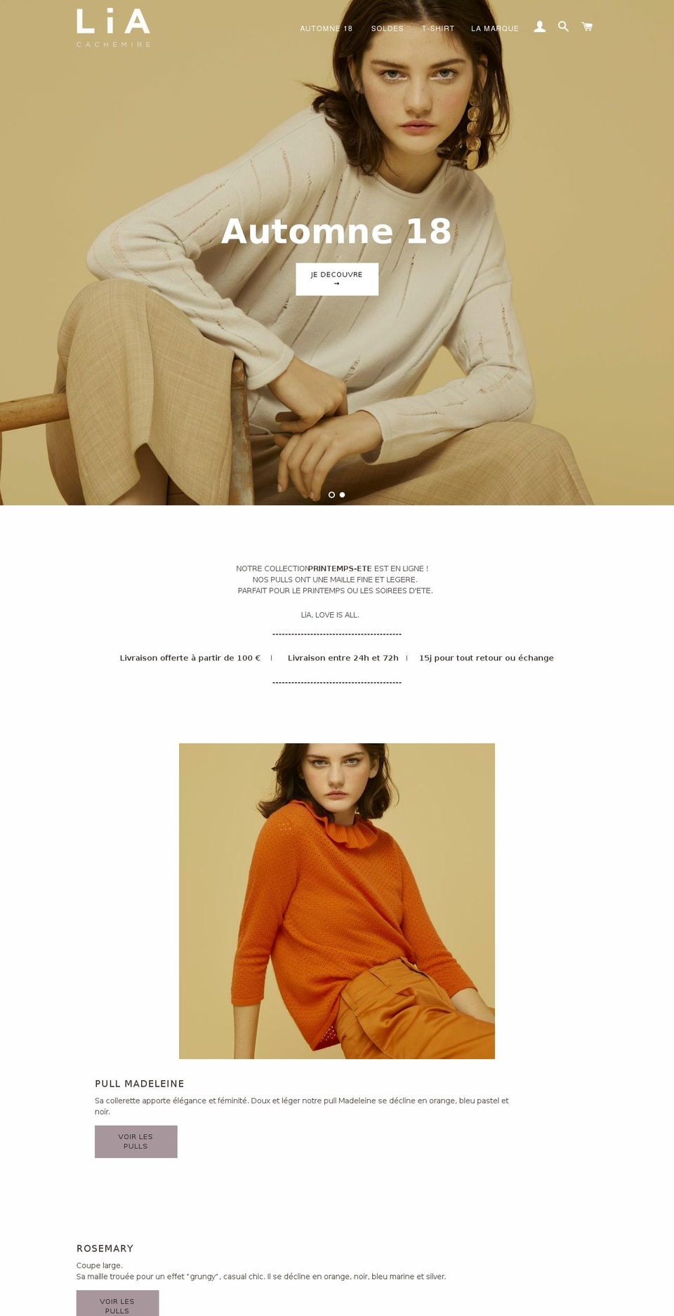 liacachemire.com — Shopify storefront screenshot