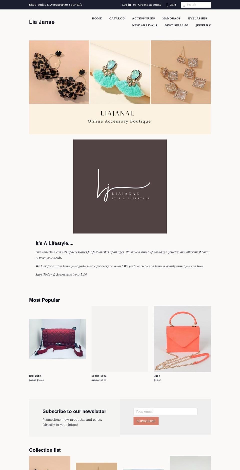 liajanae.com shopify website screenshot