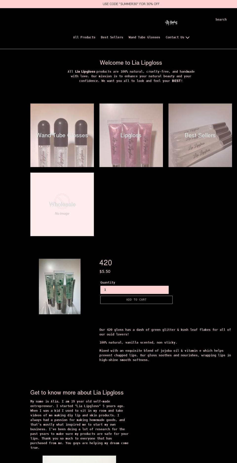 lialipgloss.com shopify website screenshot