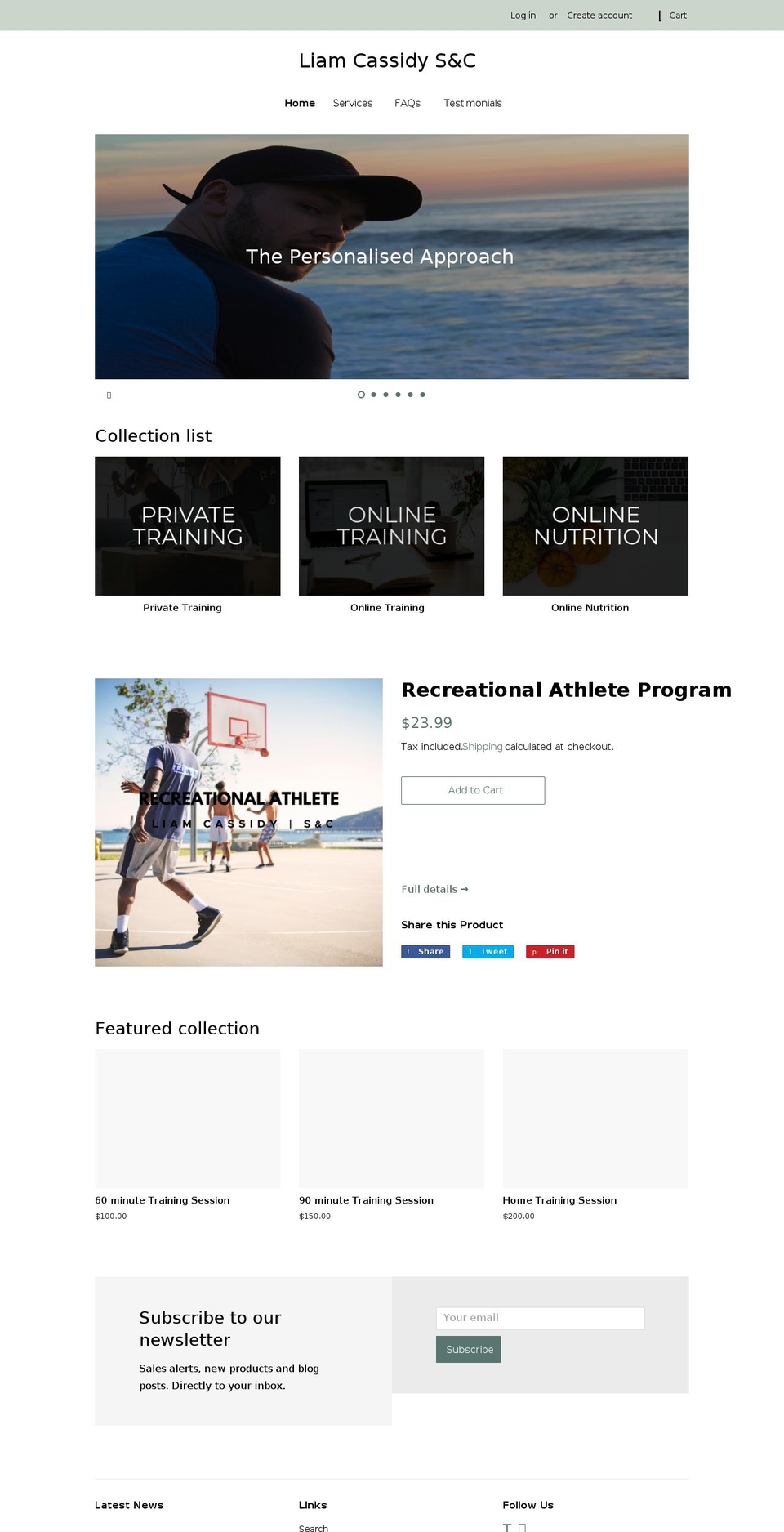 liamcassidysandc.com shopify website screenshot