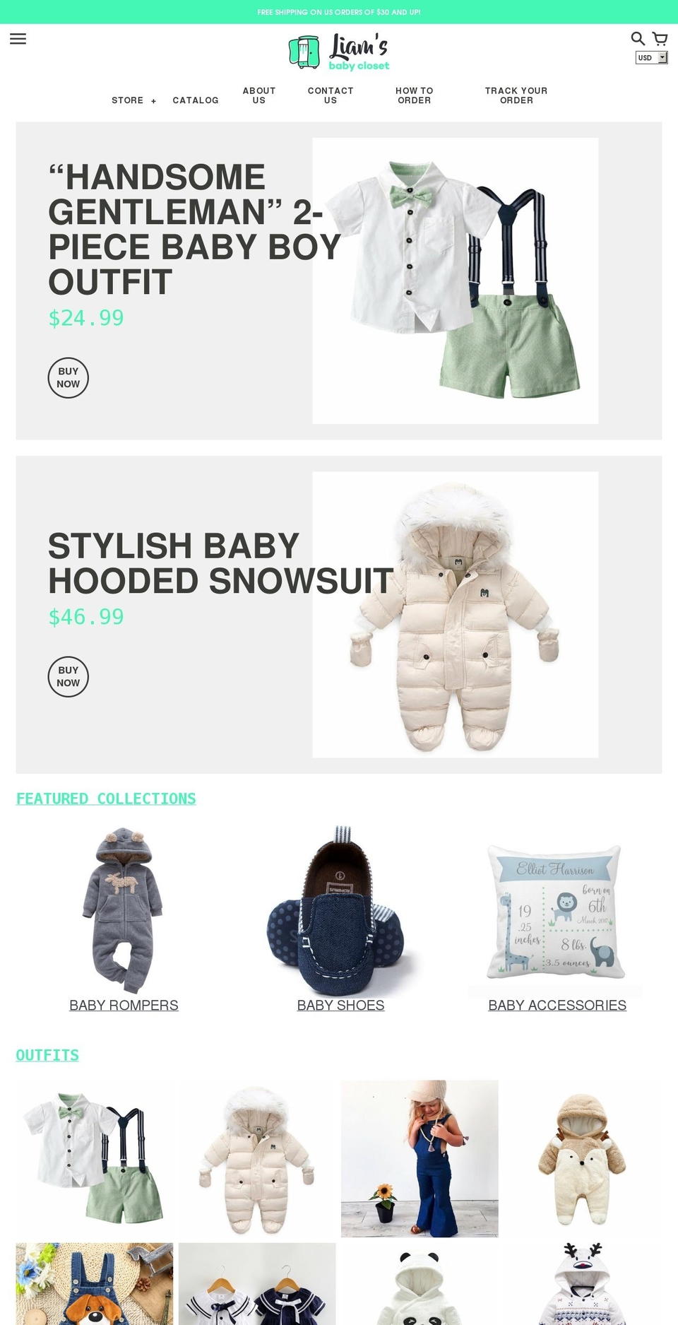 liamsbabycloset.com — Shopify storefront screenshot