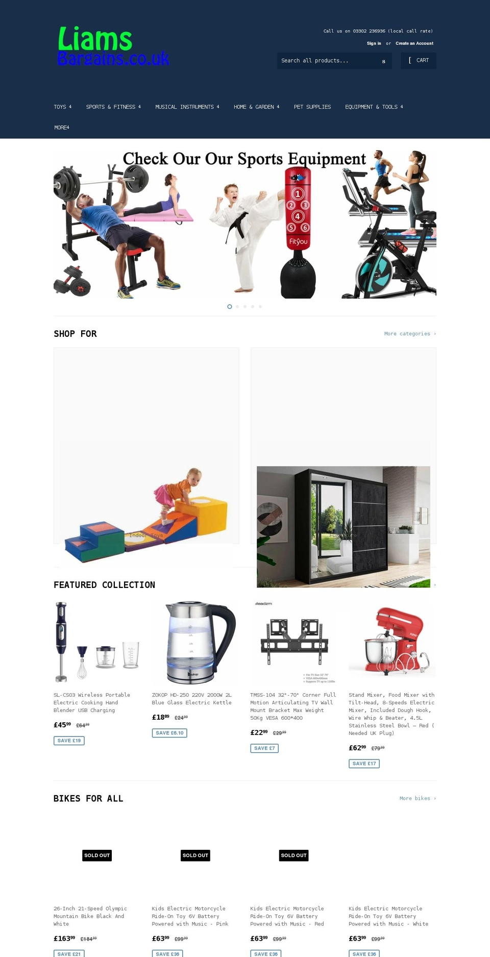 liamsbargains.co.uk shopify website screenshot