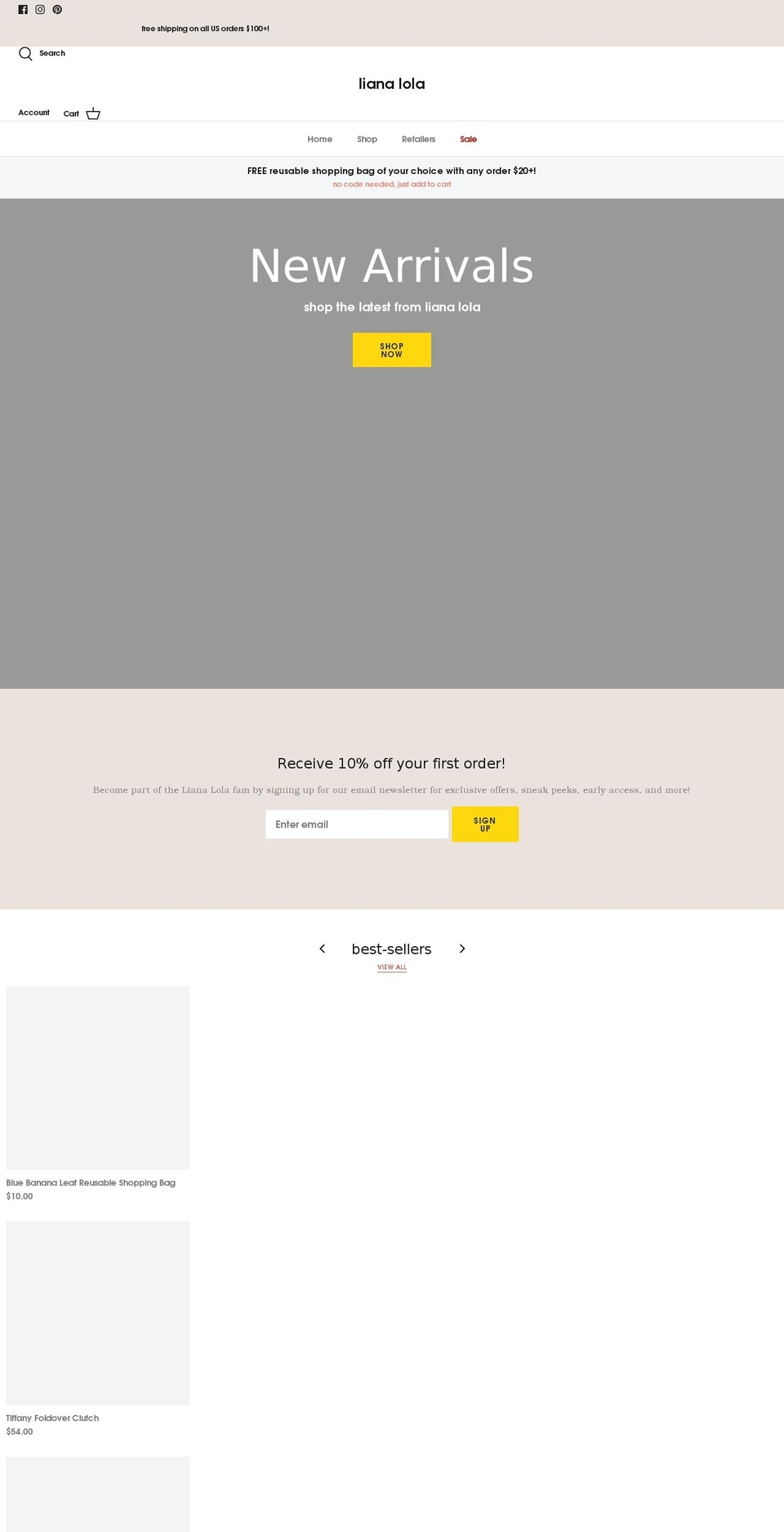 lianalola.com shopify website screenshot