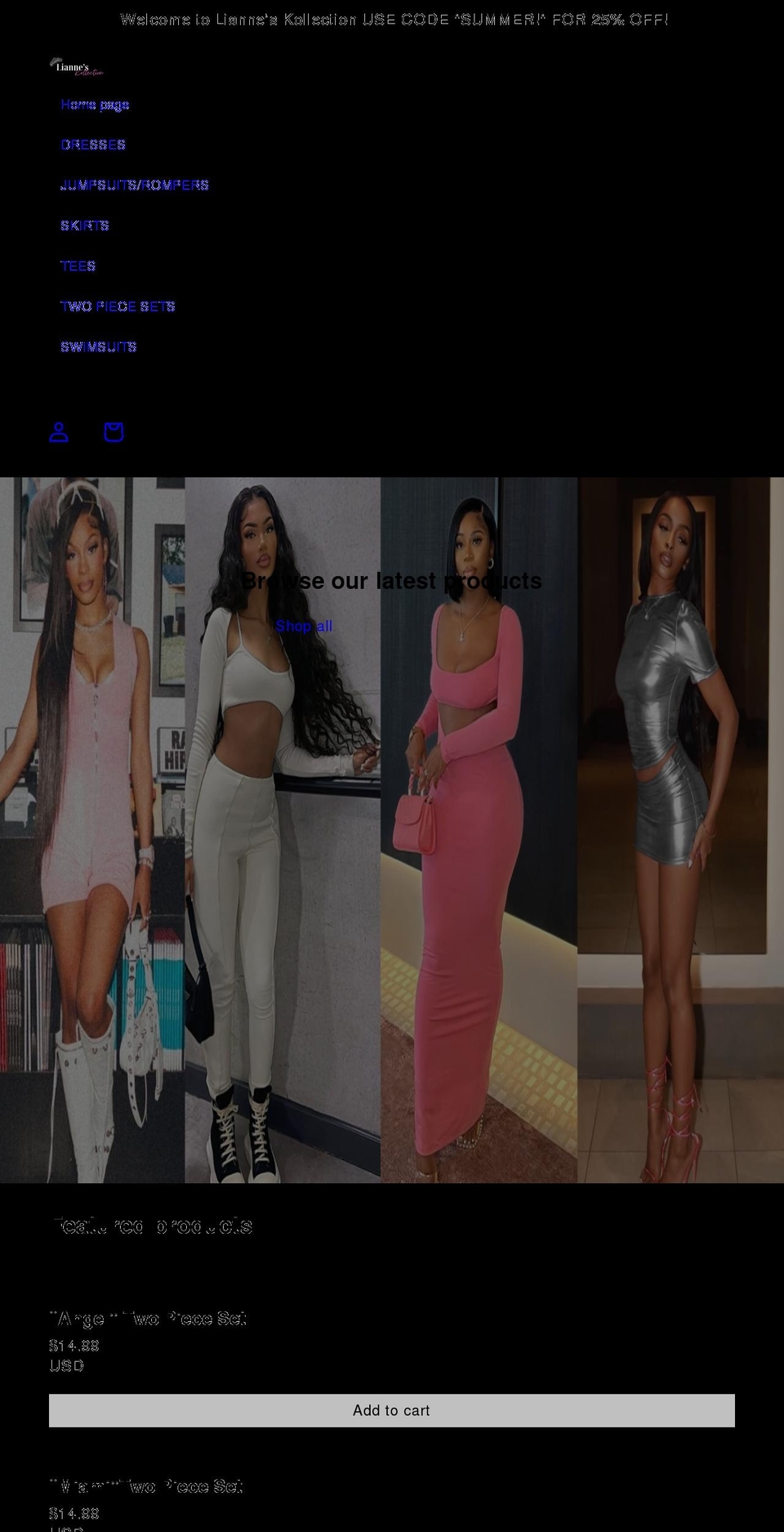 lianneskollection.com shopify website screenshot