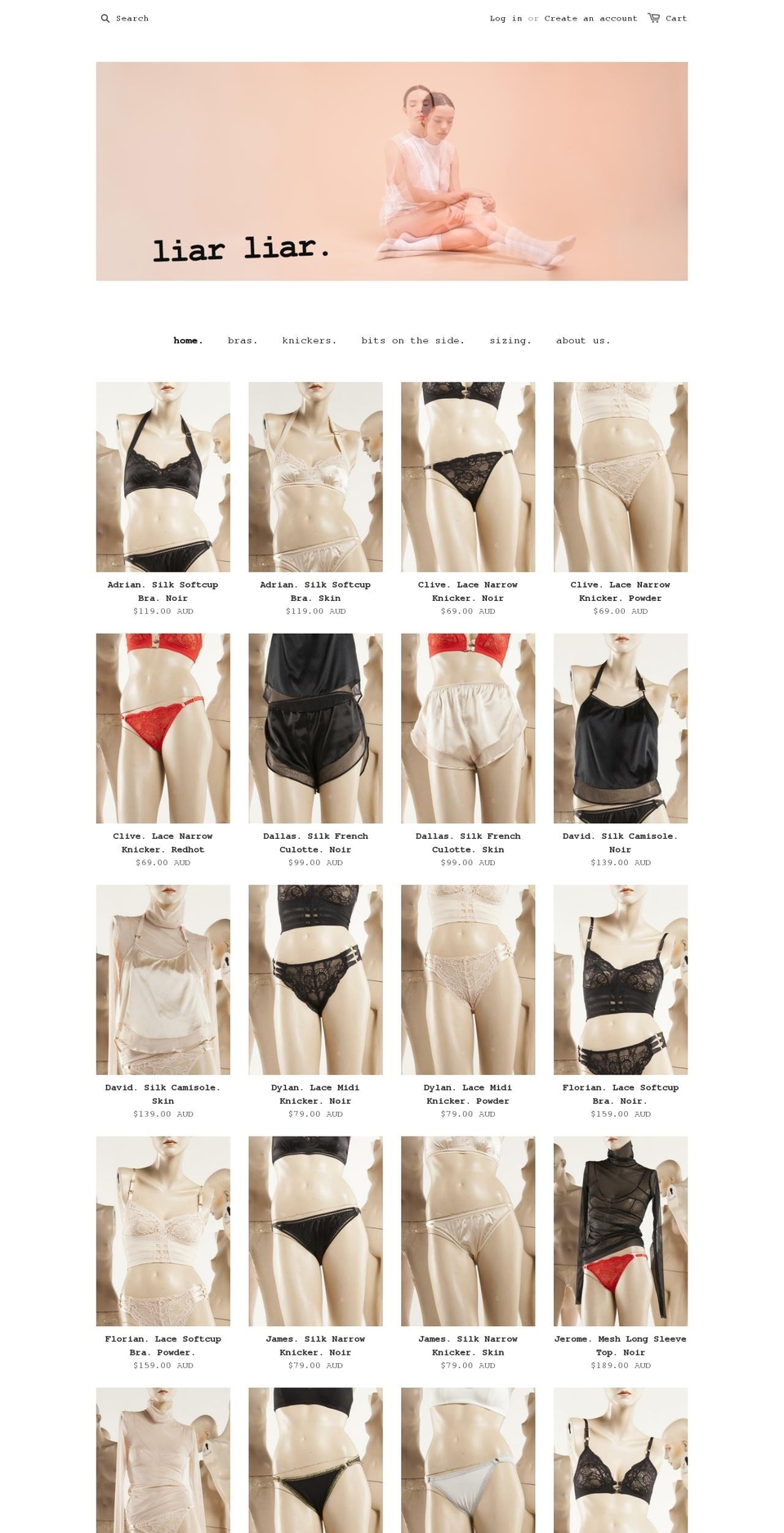 liarliarlingerie.com shopify website screenshot