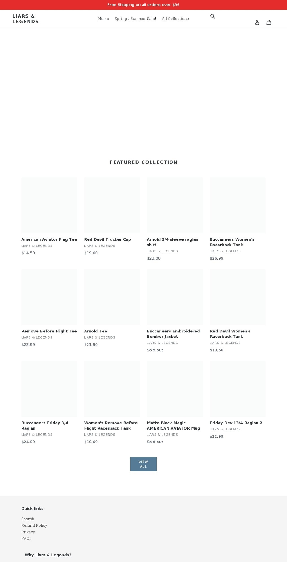 liars-legends.com shopify website screenshot