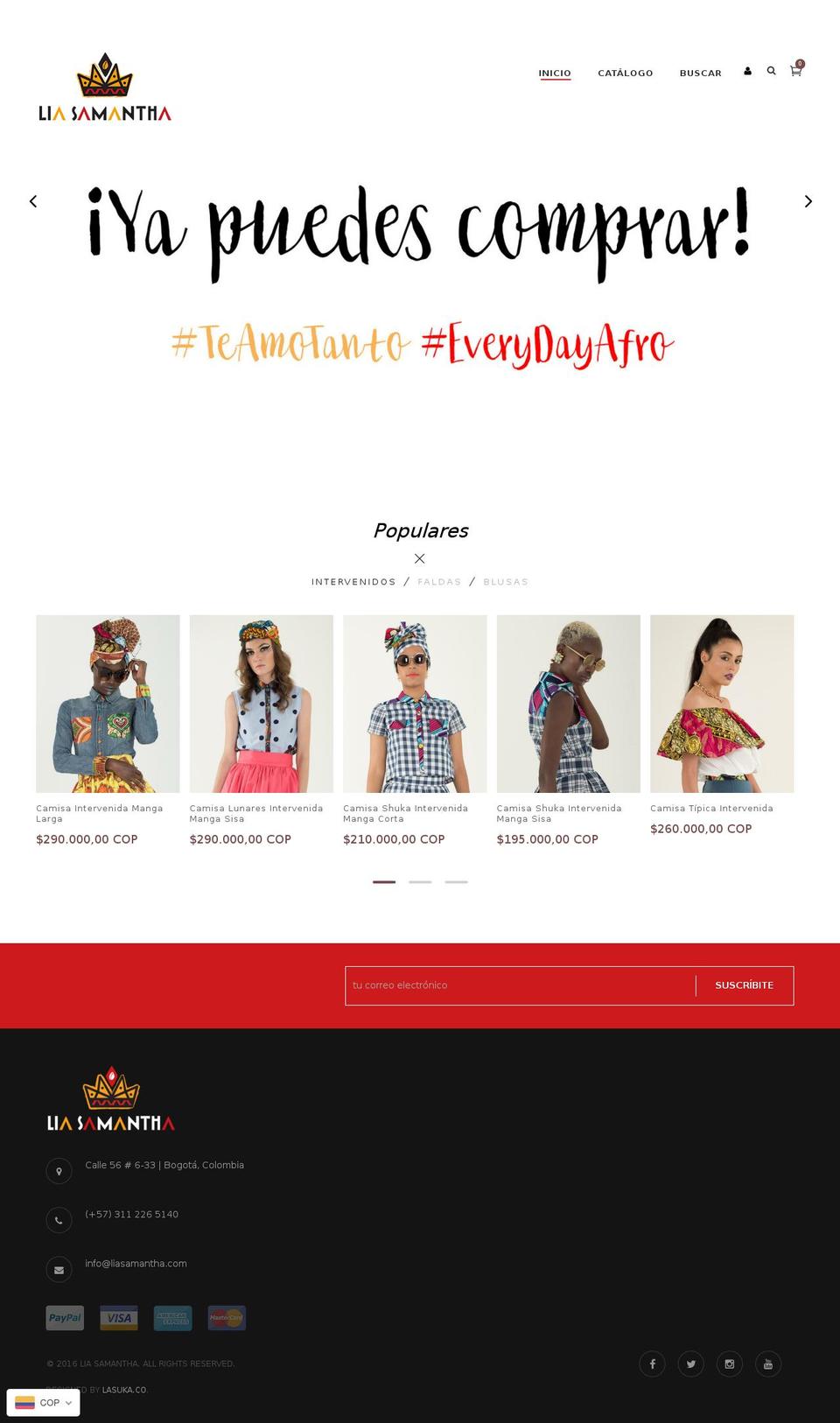 liasamantha.com shopify website screenshot