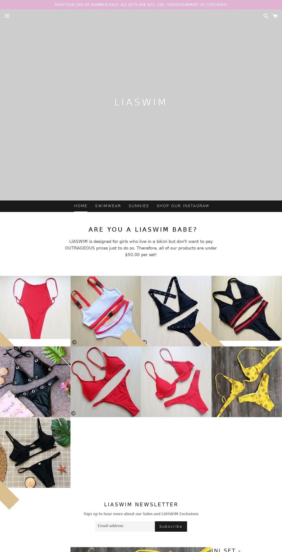 liaswim.com — Shopify storefront screenshot