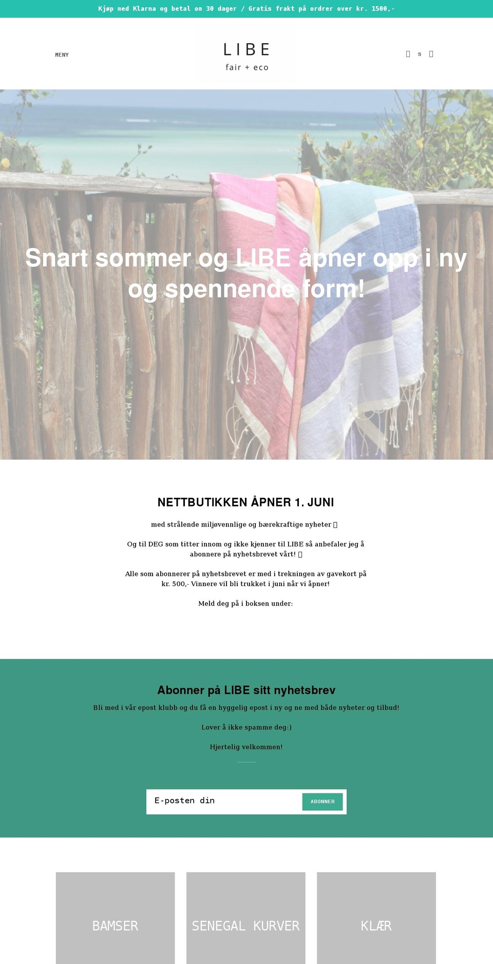 libe.no shopify website screenshot