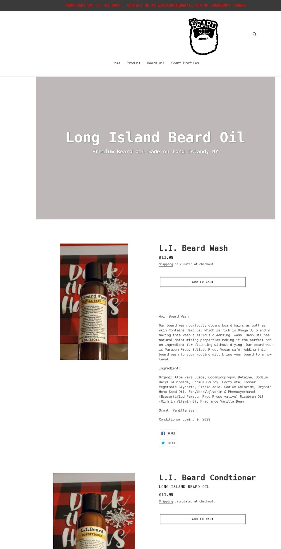 libeardoil.com shopify website screenshot