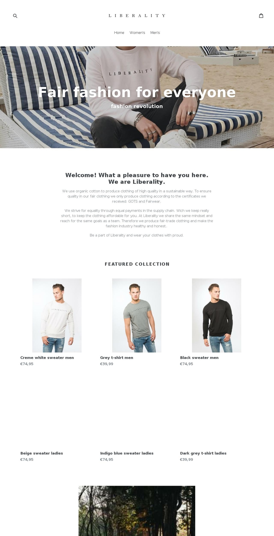 liberalityfashion.com — Shopify storefront screenshot