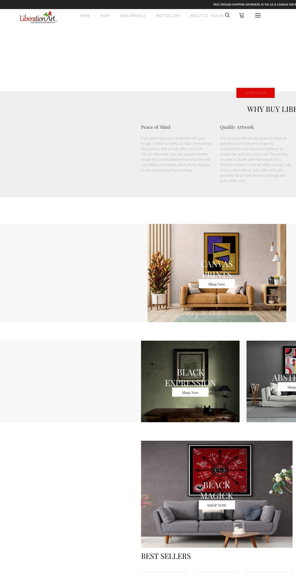 liberationart.com shopify website screenshot