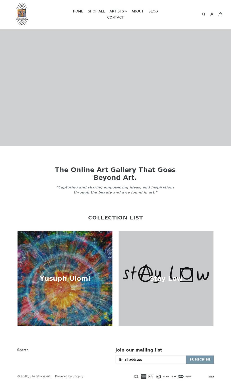 liberationsart.com shopify website screenshot
