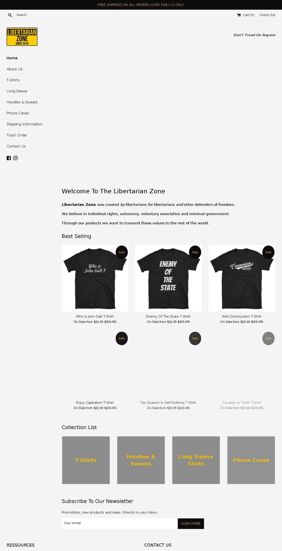 libertarianzone.com — Shopify storefront screenshot