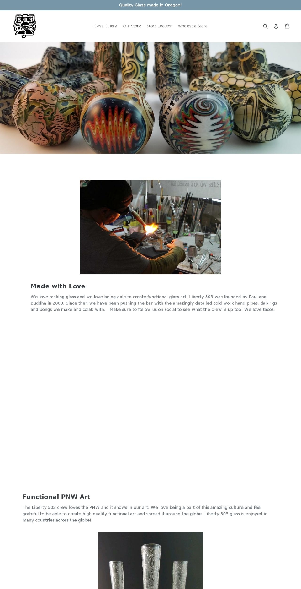 liberty503glass.com — Shopify storefront screenshot