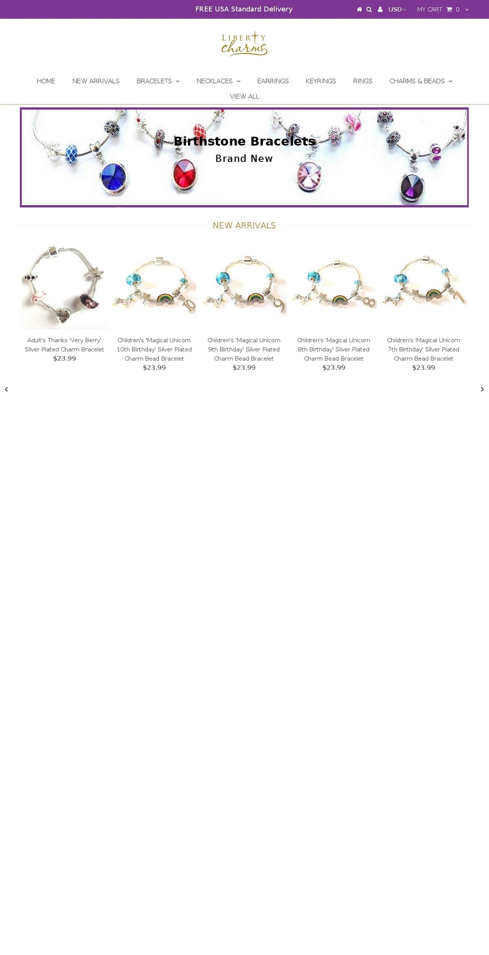 libertycharms.com shopify website screenshot