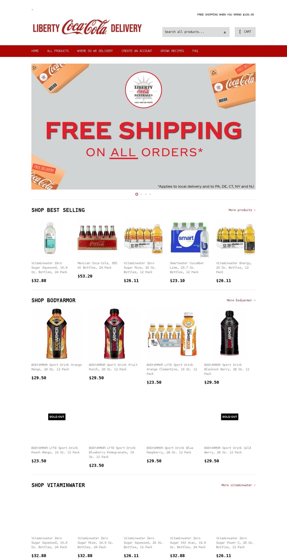libertycokedelivery.com shopify website screenshot