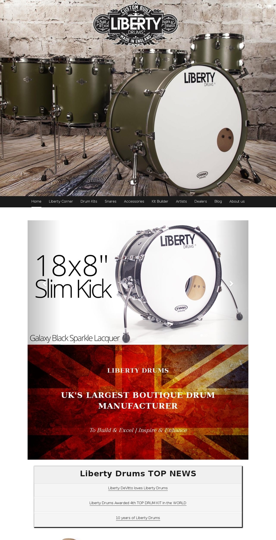 libertydrums.co.uk shopify website screenshot