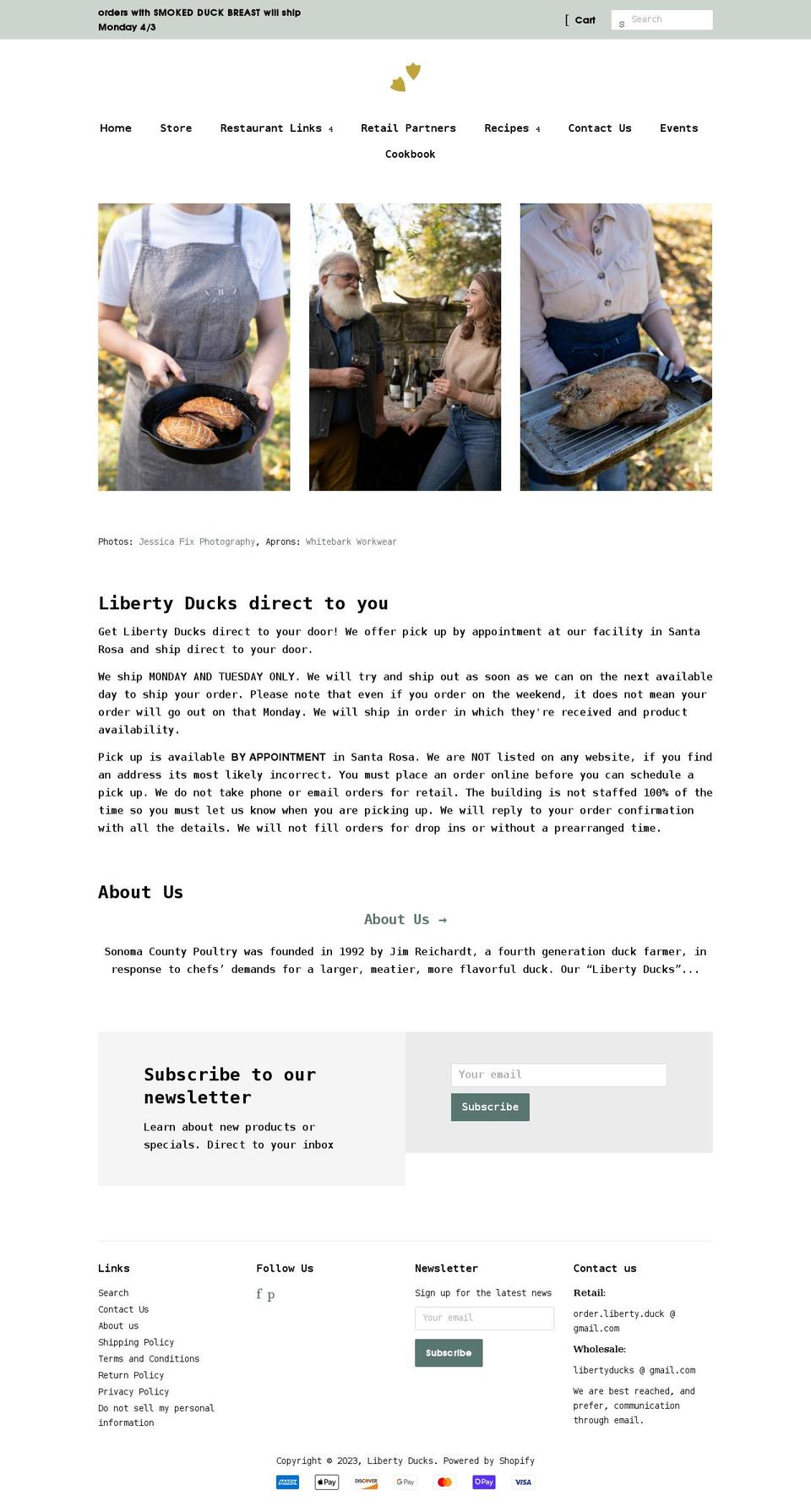 libertyducks.com shopify website screenshot