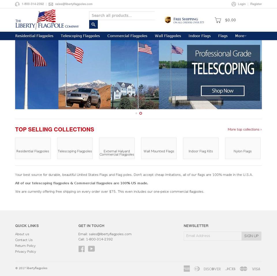 libertyflagpoles.com shopify website screenshot
