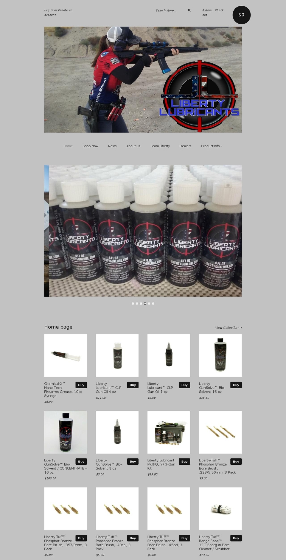 libertygunlube.com shopify website screenshot