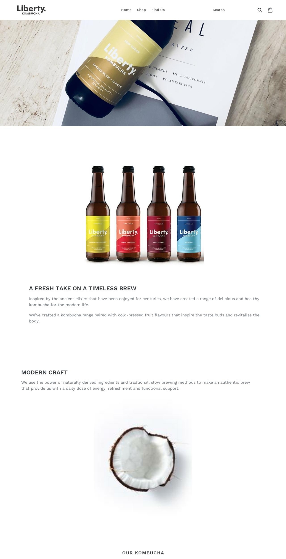 libertykombucha.com shopify website screenshot