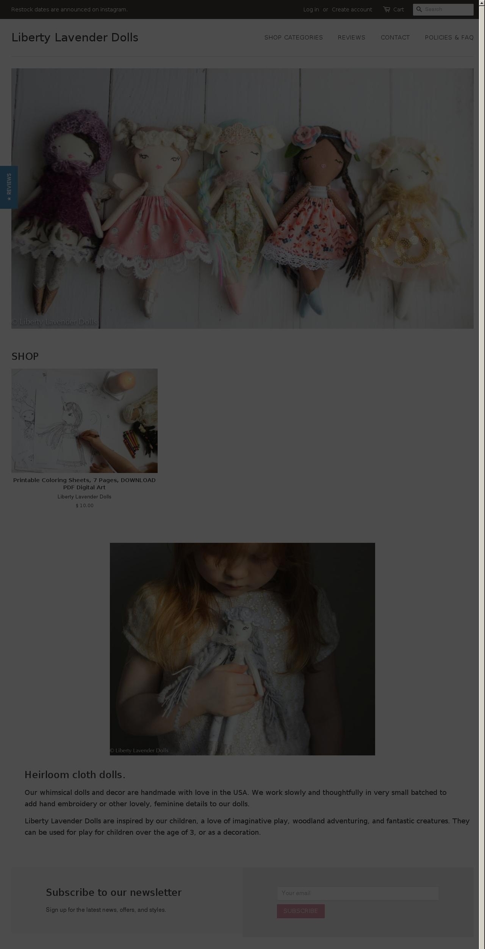 libertylavenderdolls.com — Shopify storefront screenshot