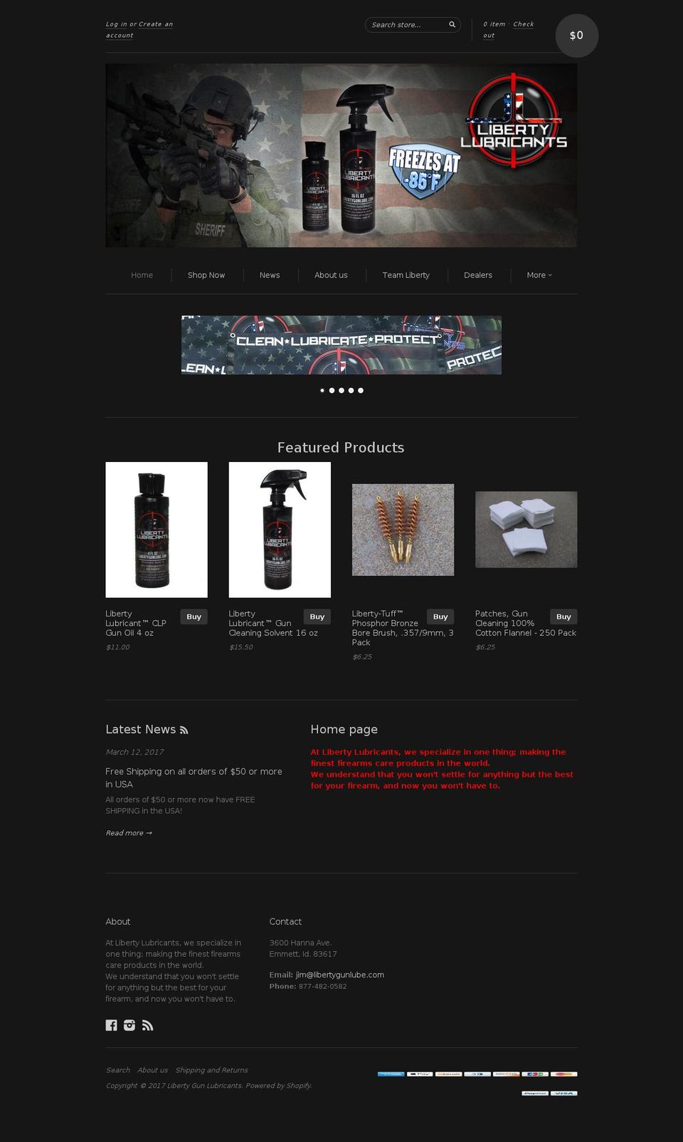 libertylubricant.com shopify website screenshot