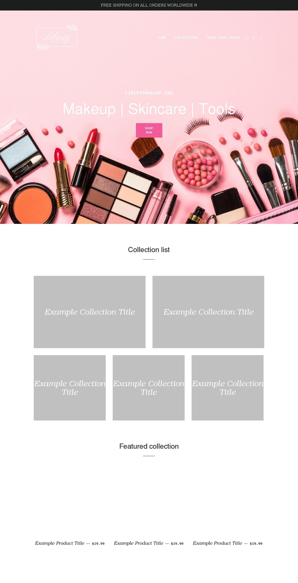 libertymakeup.com shopify website screenshot