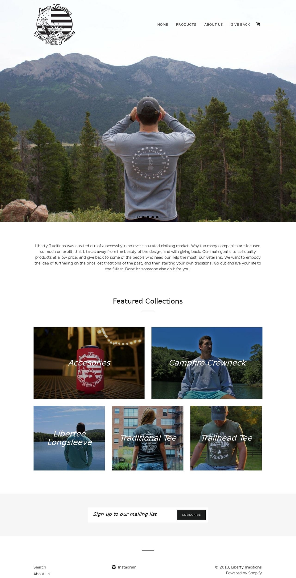 libertytraditions.com — Shopify storefront screenshot