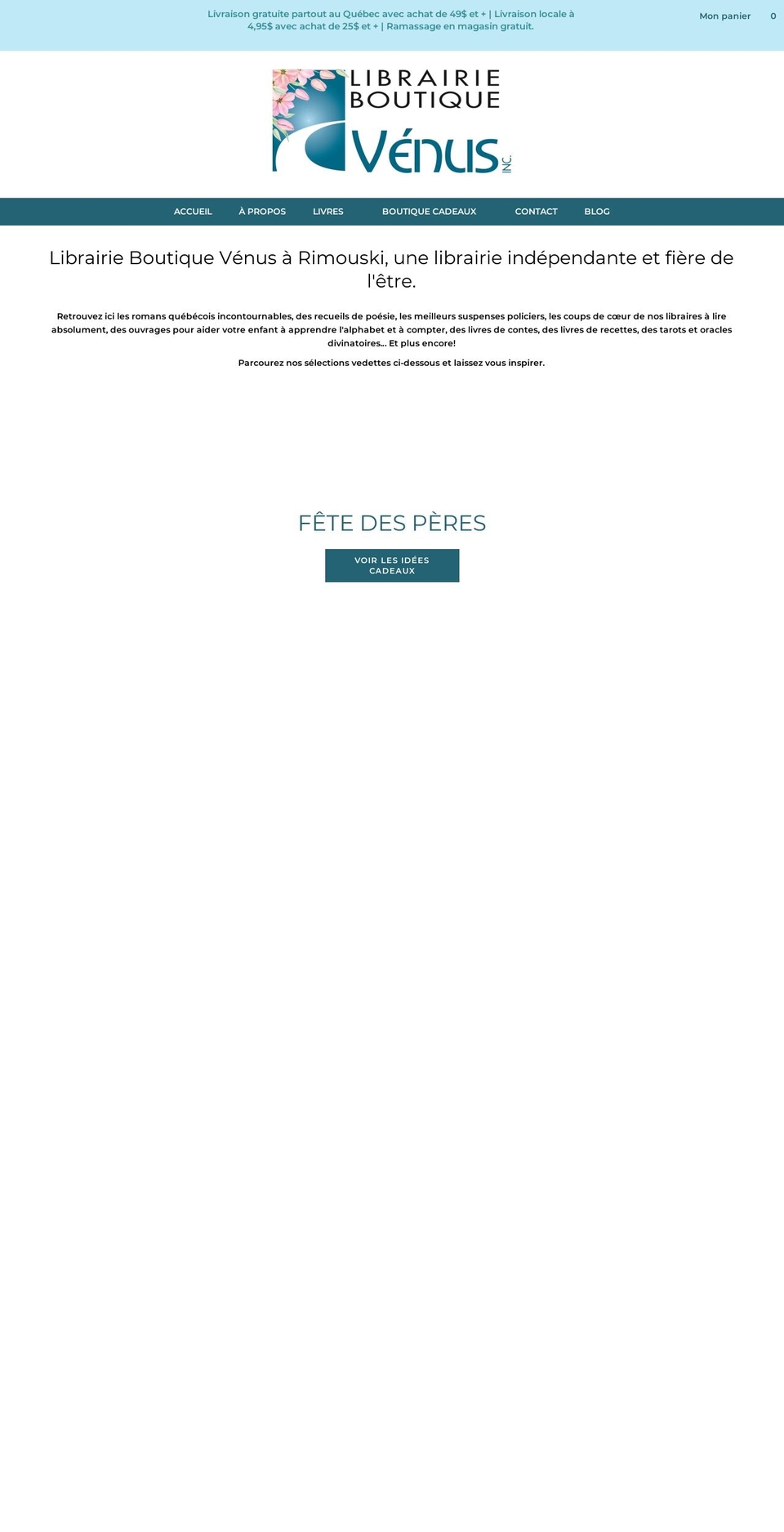 librairieboutiquevenus.com shopify website screenshot