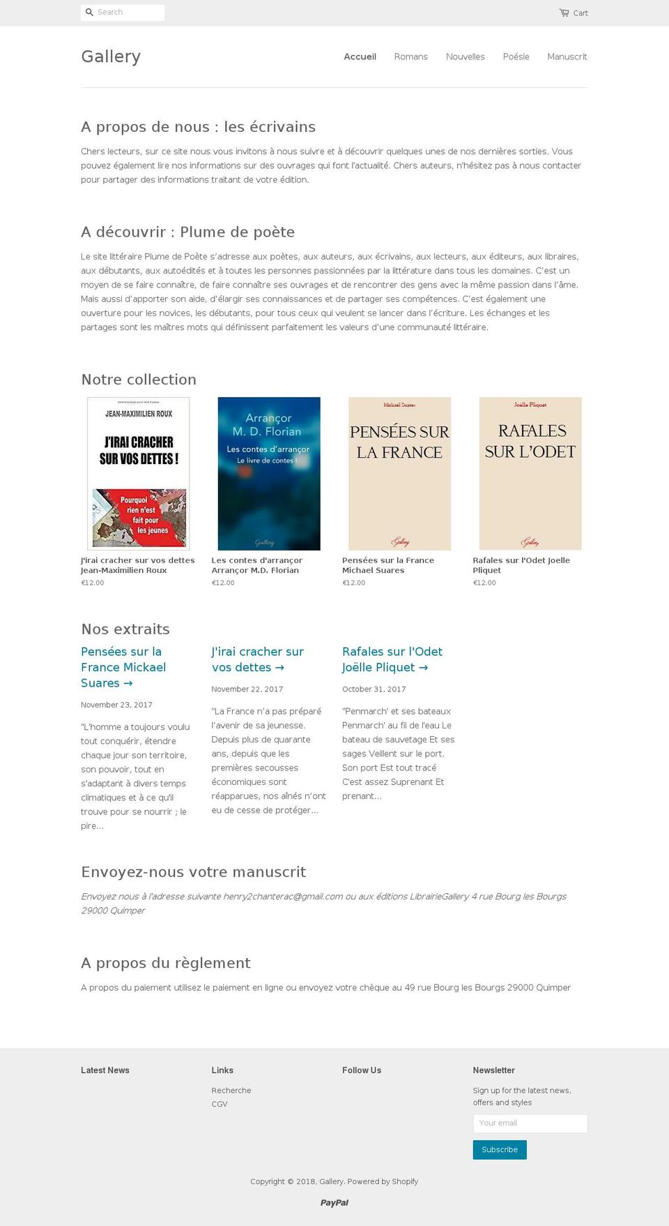 librairiegallery.com — Shopify storefront screenshot