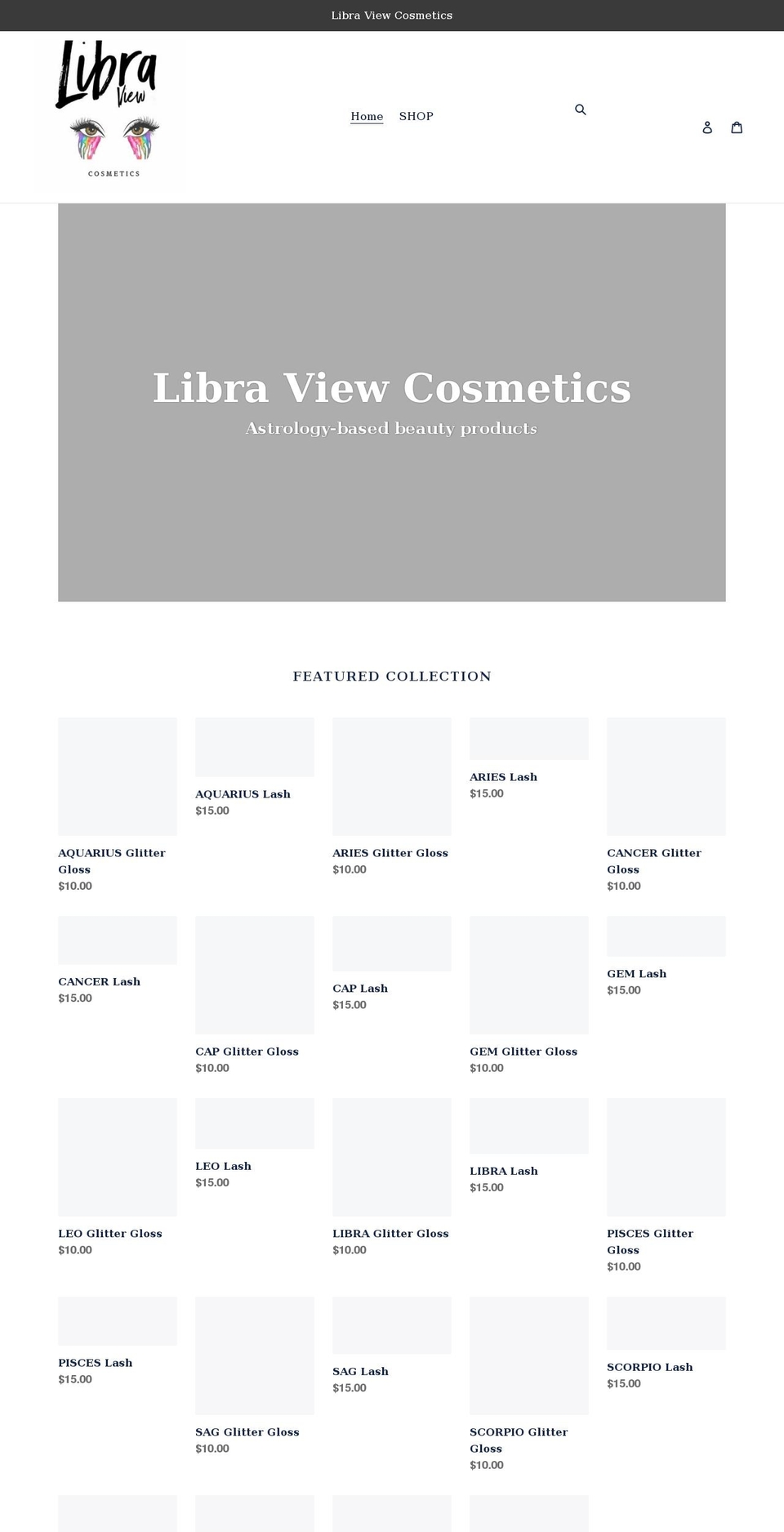 libraviewcosmetics.com shopify website screenshot