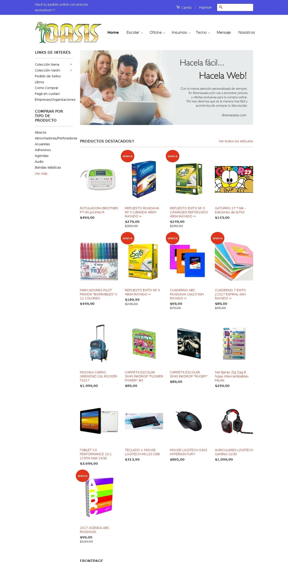 Classic Modificada Shopify theme site example libreriaoasis.com.ar