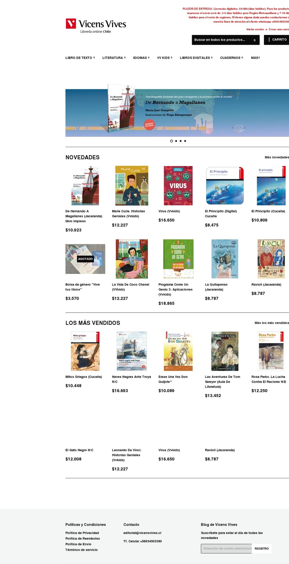 libreriavicensviveschile.com shopify website screenshot