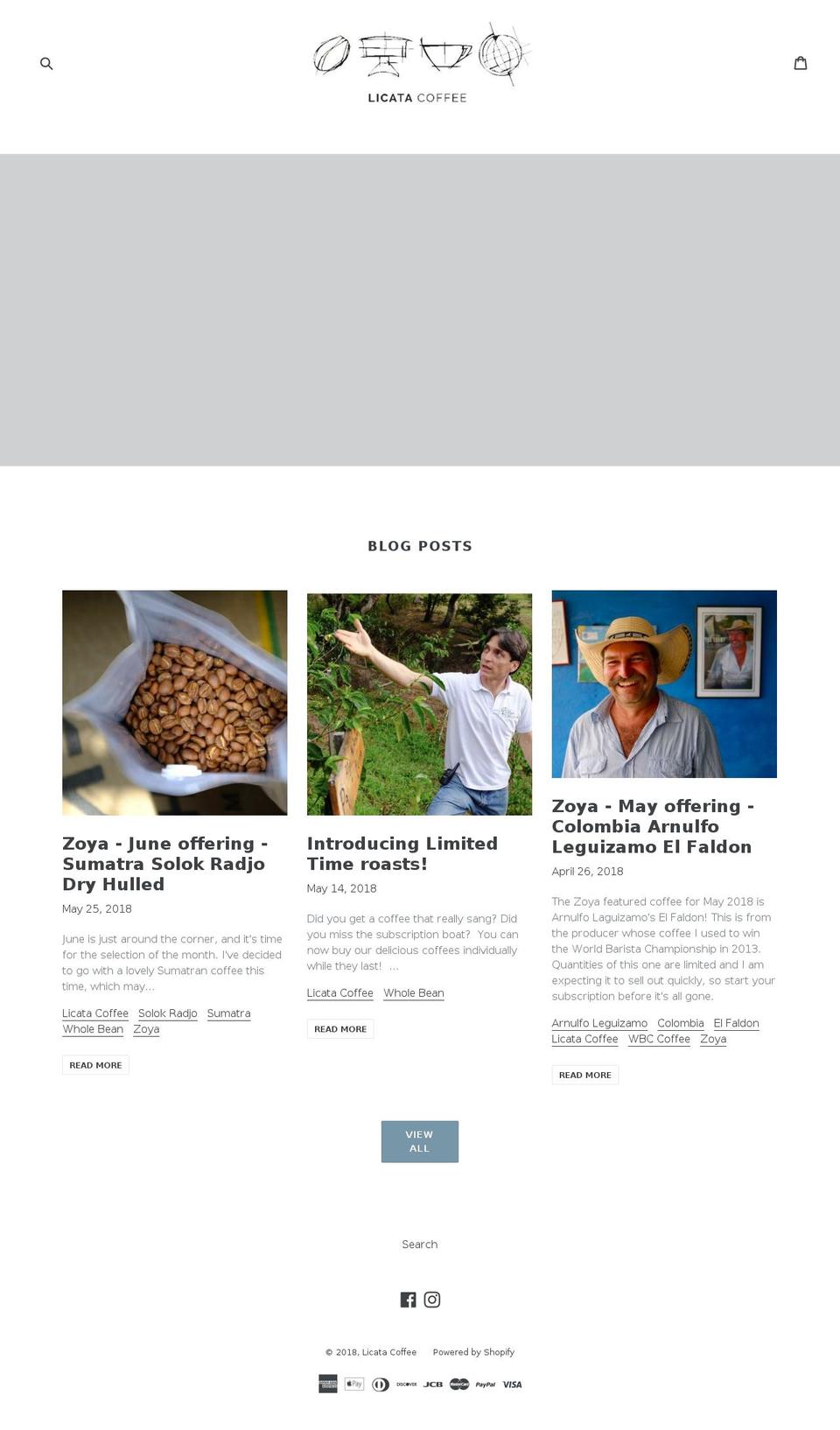 licatacoffee.com — Shopify storefront screenshot
