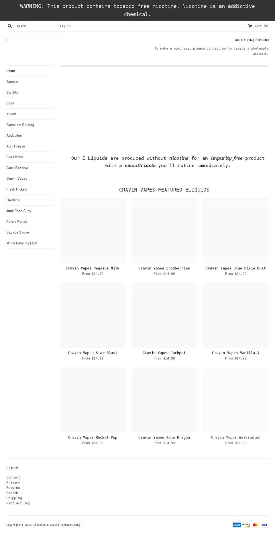 licensedeliquids.com shopify website screenshot