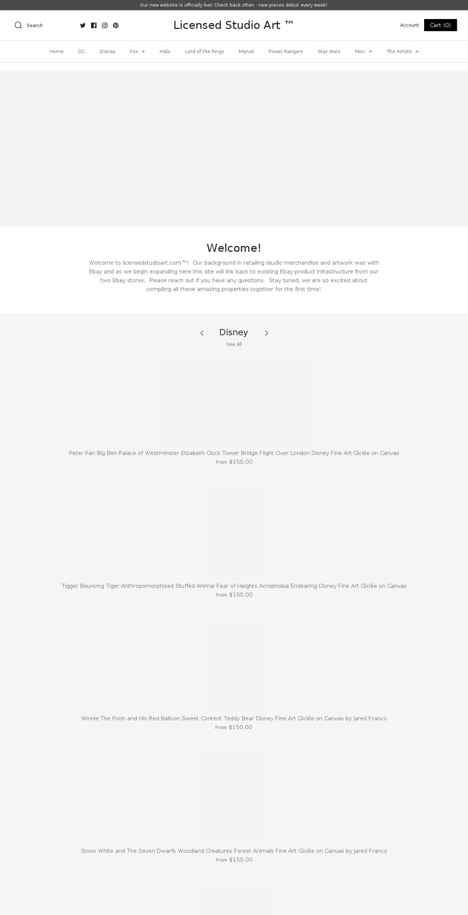 licensedstudioart.com shopify website screenshot