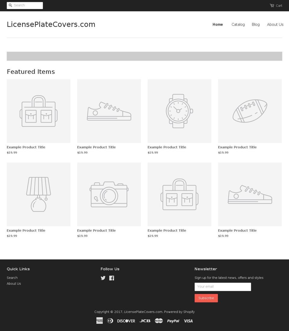licenseplatecovers.com shopify website screenshot