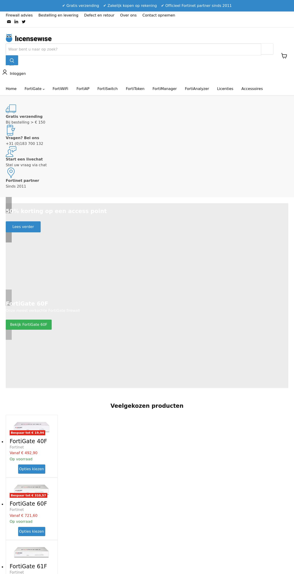 licensewise.nl shopify website screenshot